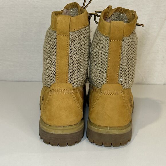 Timberland Shoes Open Weave Wheat/Brown Leather Combat Boots Womens Size 9 - Picture 4 of 7